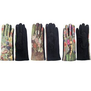 3 Pairs Women Winter Fall Gloves, Touchscreen Warm Art Print Outdoor Fashion NWT